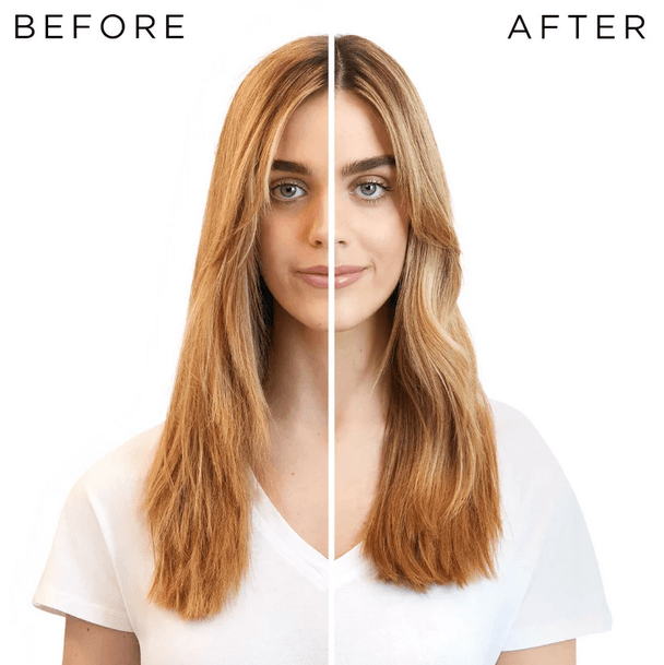 Before and after hair transformation using CHRISTOPHE ROBIN Hydrating Leave-in Cream with Aloe Vera.