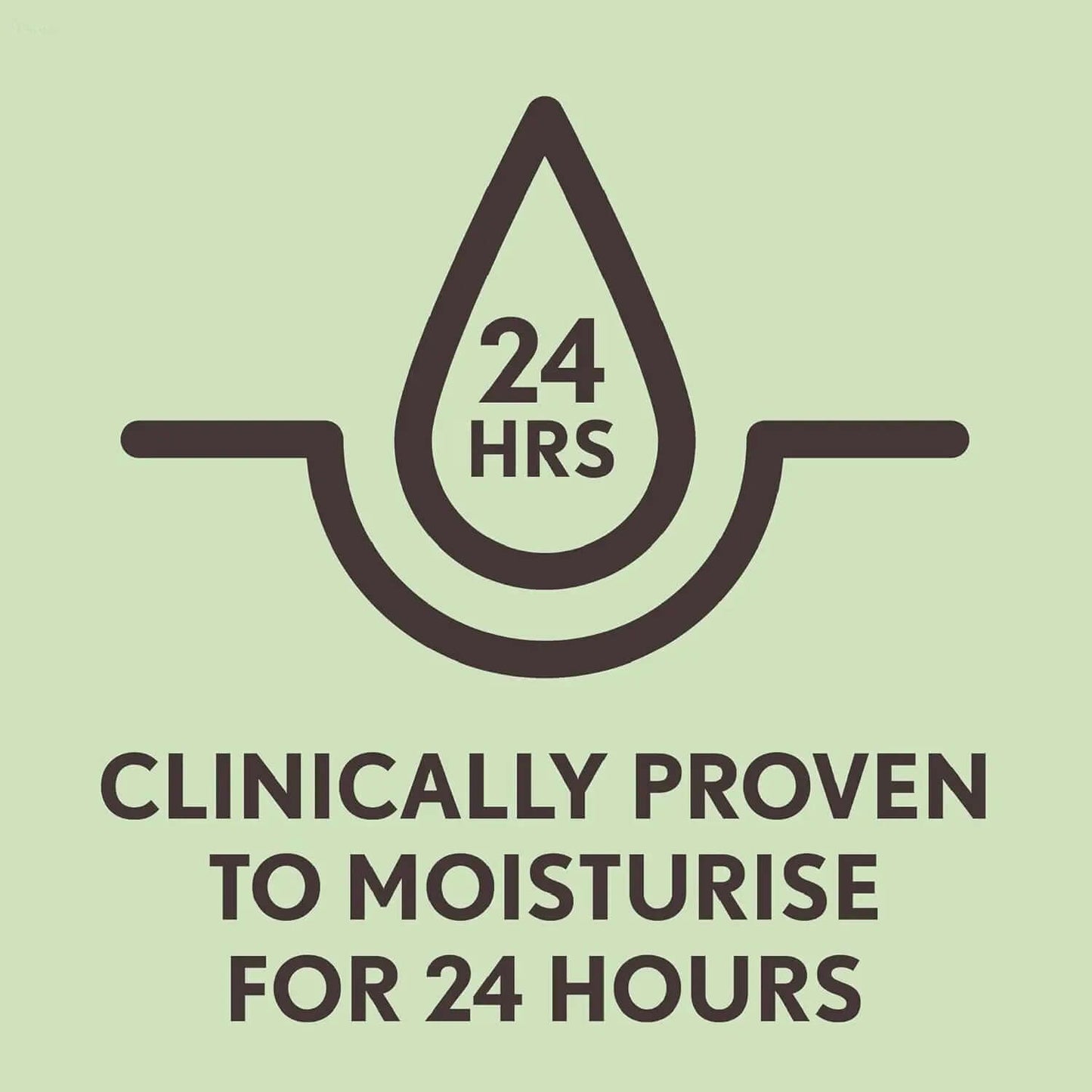 Graphic showing that AVEENO® Daily Moisturising Lotion is clinically proven to moisturize for 24 hours.