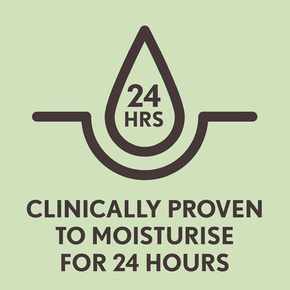 Graphic showing that AVEENO® Daily Moisturising Lotion is clinically proven to moisturize for 24 hours.