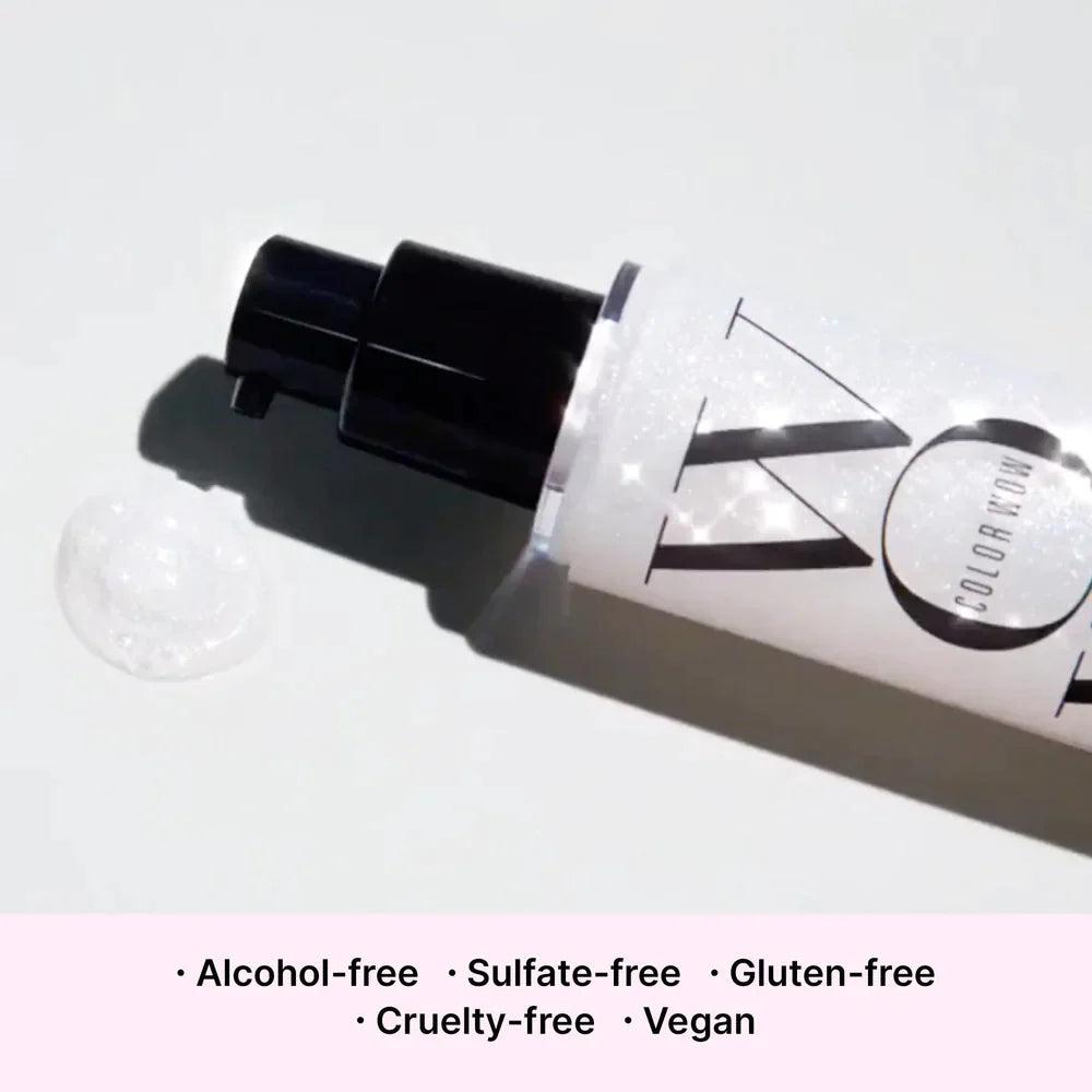 COLOR Wow Pop & Lock High Gloss Finish bottle with a pump, featuring alcohol-free, sulfate-free, gluten-free, cruelty-free, vegan labels.