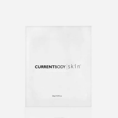CurrentBody Skin Hydrogel Face Mask packaging, designed for hydration and complementary to LED light therapy.