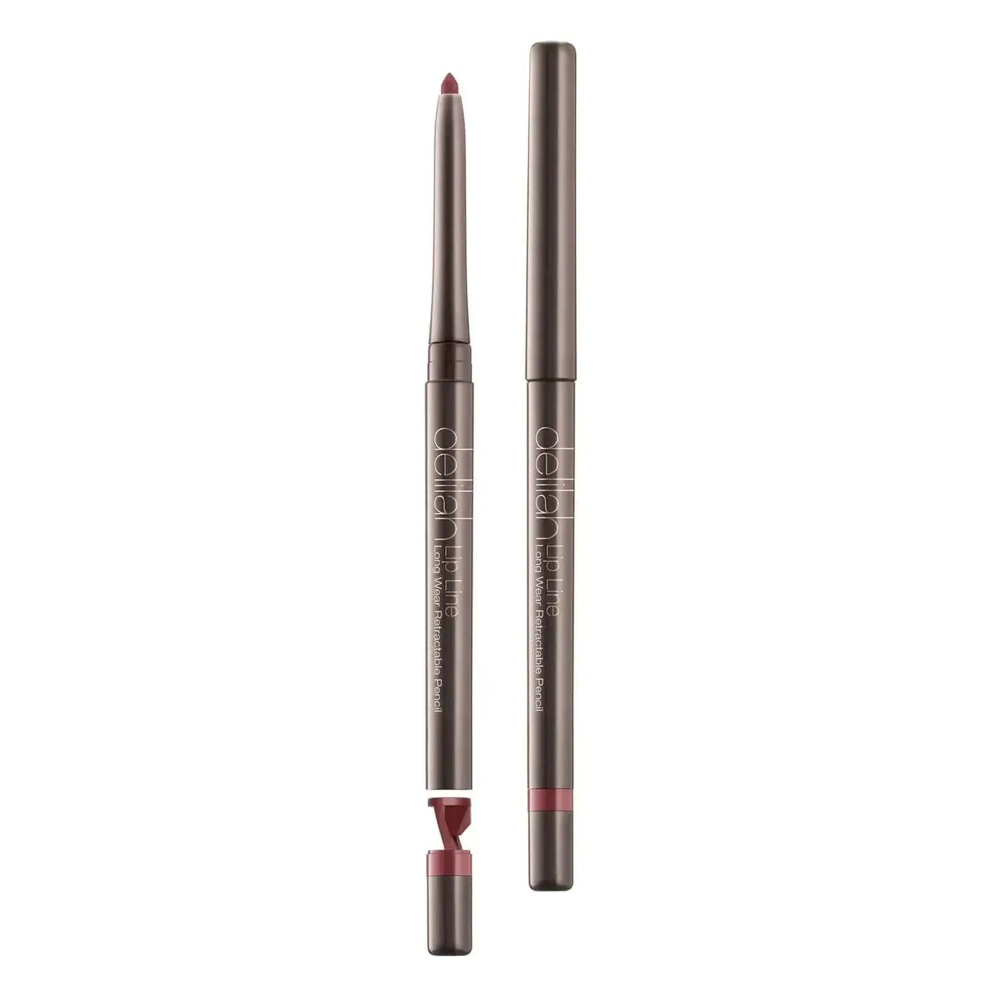 Delilah Lip Line Long Wear Retractable Pencil in 'Pout' with built-in sharpener for 12-hour-lasting color.
