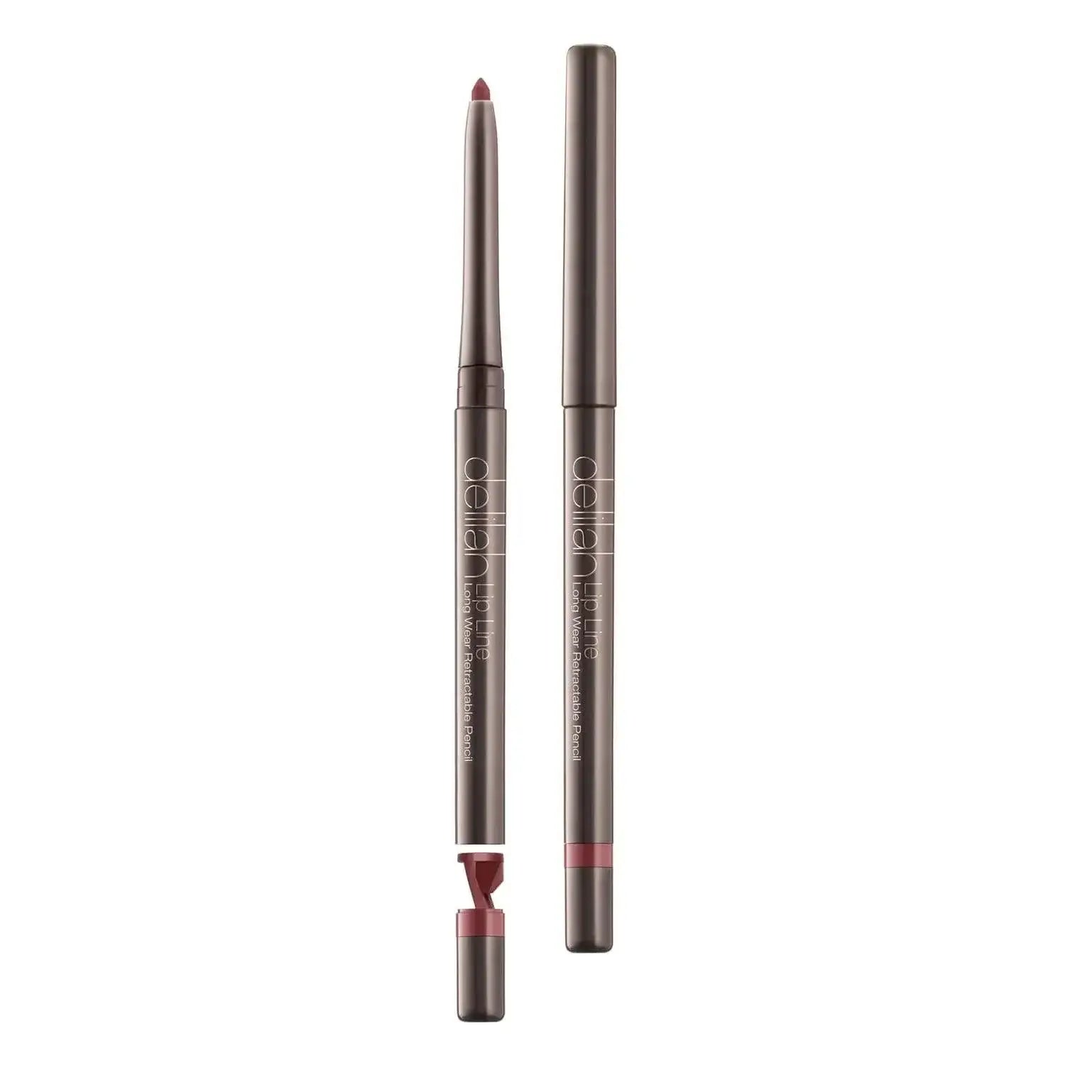Delilah Lip Line Long Wear Retractable Pencil in 'Pout' with built-in sharpener for 12-hour-lasting color.