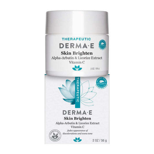 Derma-E Skin Brighten cream 56g with Alpha-Arbutin and Licorice Extract, for even skin tone and brightening.