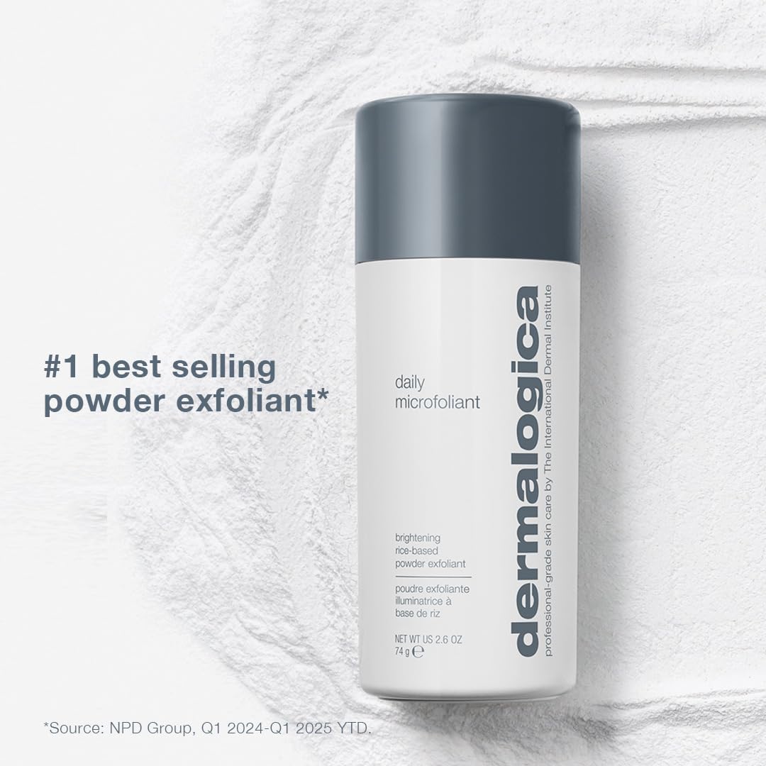 Dermalogica daily microfoliant bottle on a textured white background