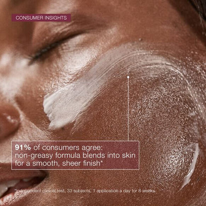 Consumer insights on Dermalogica Dynamic Skin Recovery SPF 50 showing its non-greasy formula blending into skin.