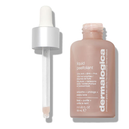 Dermalogica liquid peeling product with dropper on a white background