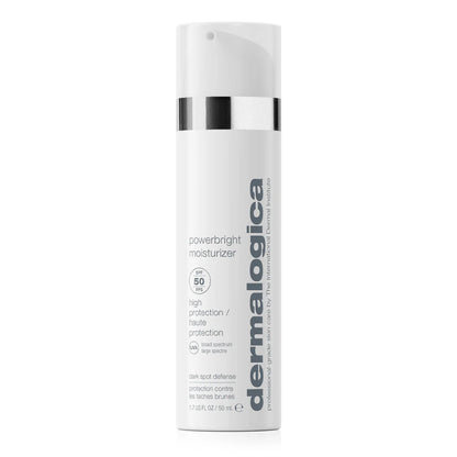 Dermalogica powerbright moisturizer bottle on a white background