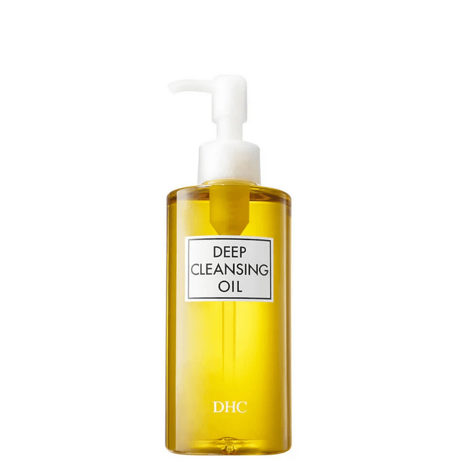 Bottle of DHC Deep Cleansing Oil on a white background