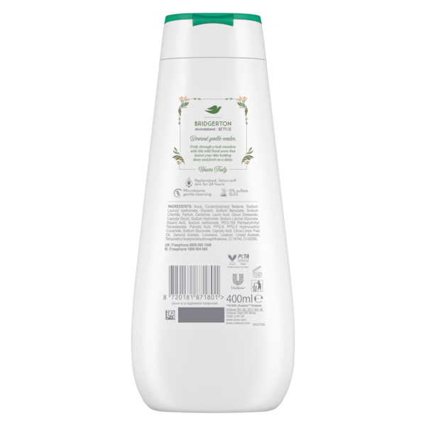 Bottle of Dove Bridgeton body wash on a white background