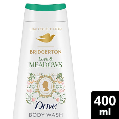 Dove Bridgerton Love & Meadows body wash bottle on a white background