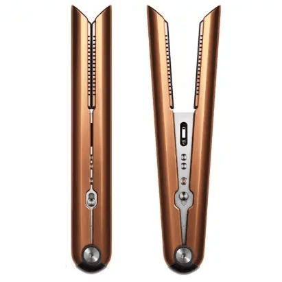 Dyson Corrale Straightener in Copper/Nickel with flexing plates for enhanced styling and cordless versatility.