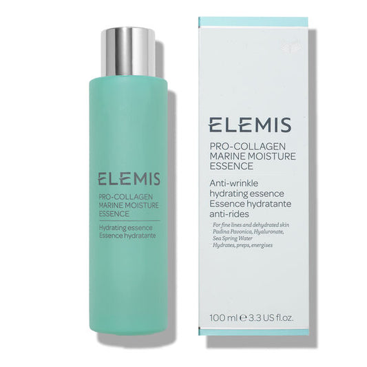 ELEMIS Pro-Collagen Marine Moisture Essence bottle and packaging on a white background