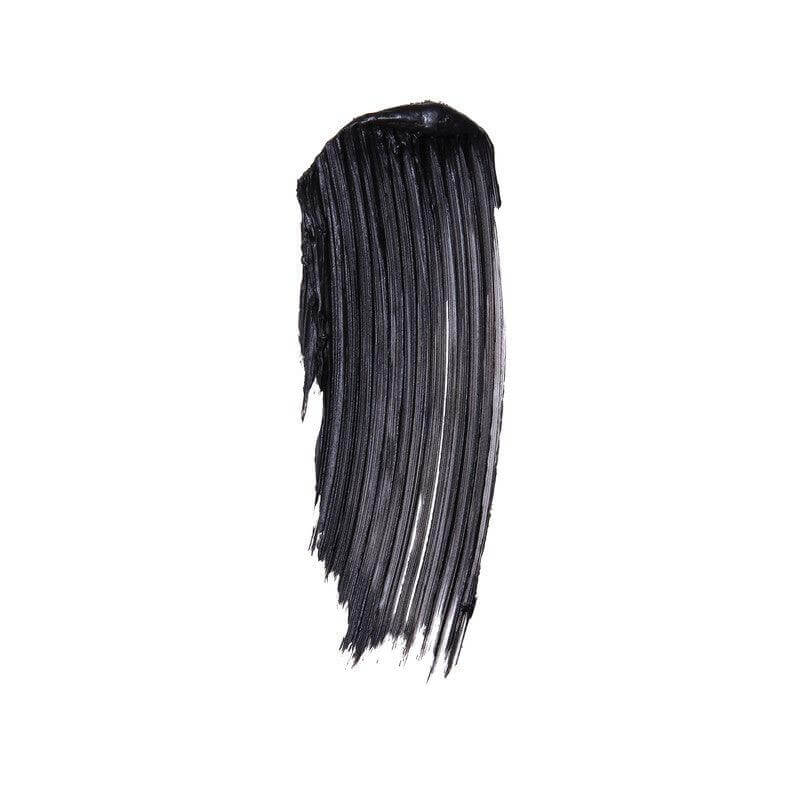 Dark black mascara swatch showcasing smooth texture and defined brush strokes for bold eyelash application.