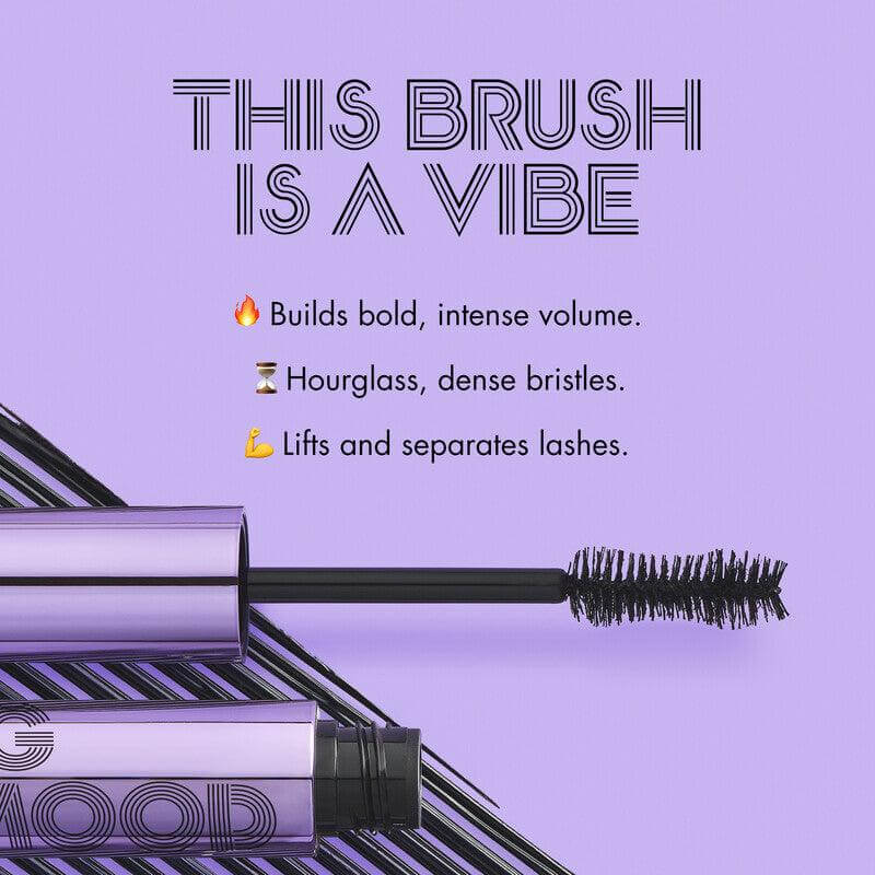 e.l.f Big Mood Mascara with hourglass brush shape for bold volume and lash separation.
