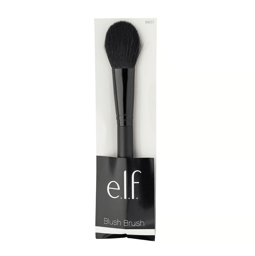 e.l.f. Blush Brush in packaging, designed for precise blush and bronzer application with soft synthetic bristles.