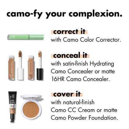 e.l.f Camo Color Corrector and concealers for a flawless complexion, featuring correction and concealment products.