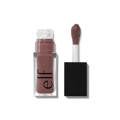 e.l.f Glow Reviver Lip Oil in a clear bottle with a doe-foot applicator, showcasing a rich, hydrating lip color.