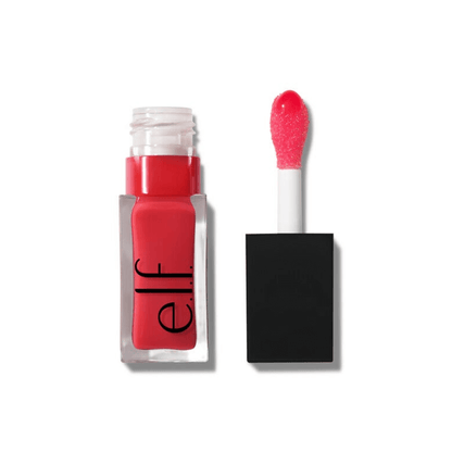 e.l.f Glow Reviver Lip Oil in pink packaging with applicator, offering luxurious hydration and shine for lips.