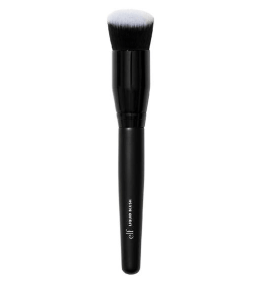 e.l.f. Black makeup brush with white bristles on a white background
