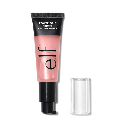 e.l.f Power Grip Primer with 4% Niacinamide in a 24ml tube, designed to brighten and grip makeup.