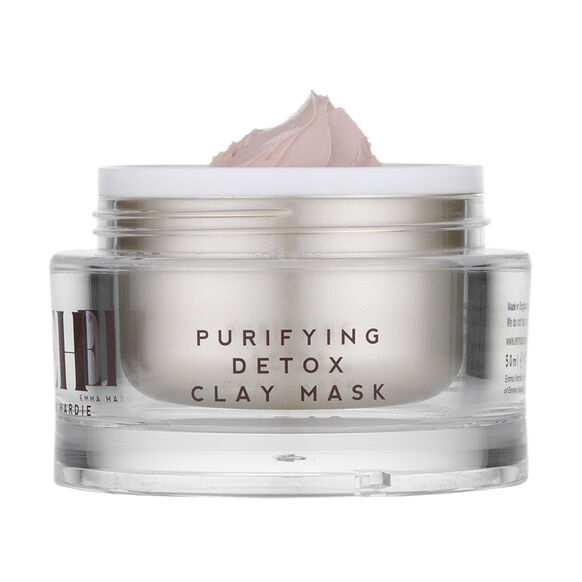 Jar of Emma Hardie purifying detox clay mask with visible brand name on a white background