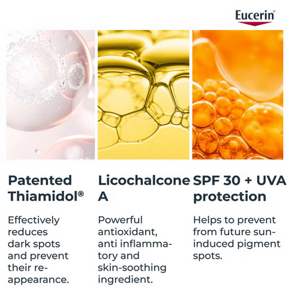 Eucerin skincare product with labeled ingredients and benefits