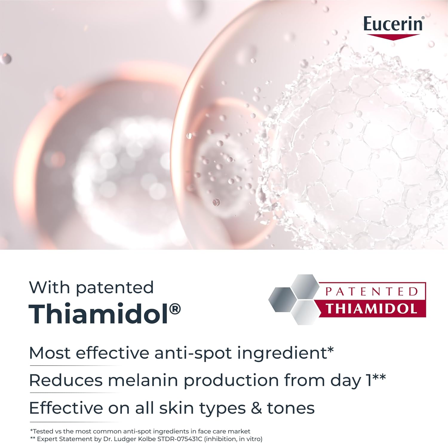 Eucerin advertisement with Thiamidol text and product image