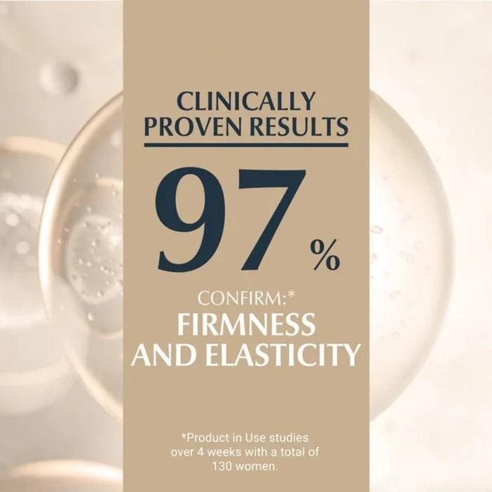 Eucerin Product packaging with text claiming clinically proven results for firmness and elasticity.