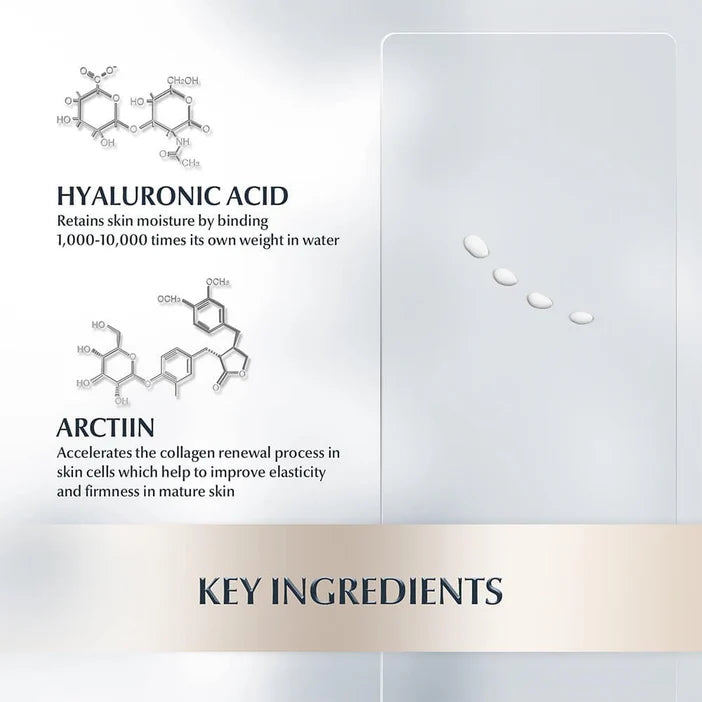 Key ingredients of Eucerin product with molecular structures and text on a light gray background.