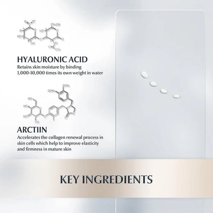 Key ingredients of Eucerin product with molecular structures and text on a light gray background.