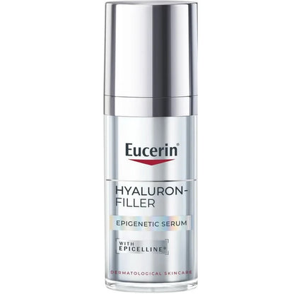 Eucerin Hyaluron-Filler serum bottle on a white background