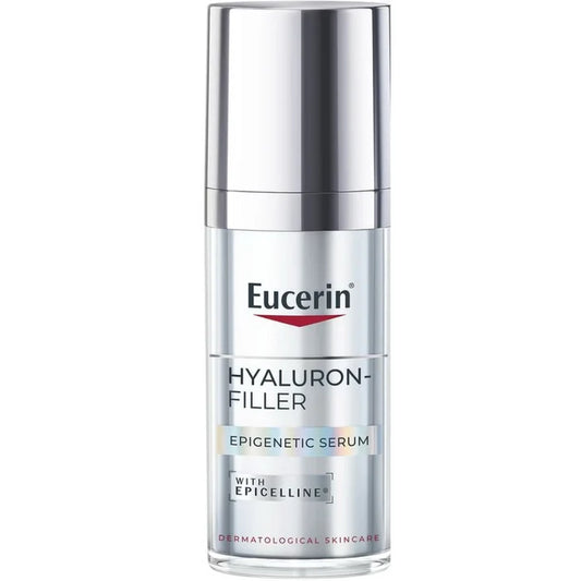 Eucerin Hyaluron-Filler serum bottle on a white background