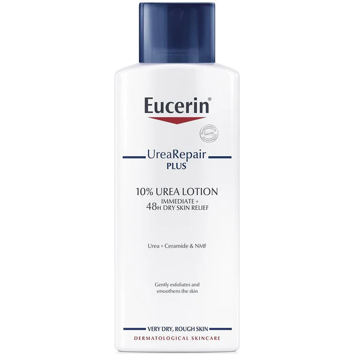 Eucerin UreaRepair Plus lotion bottle on a white background