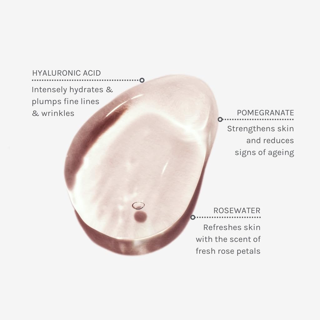 Evolve Skincare product droplet with ingredients listed on a white background