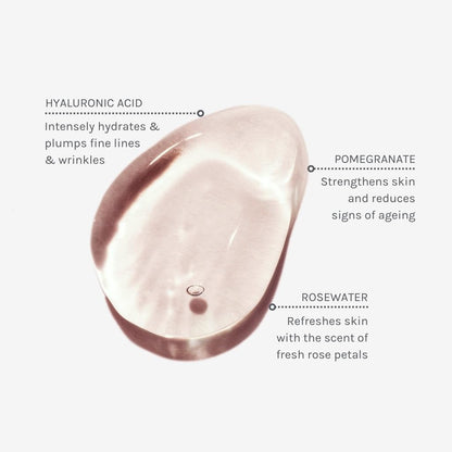 Evolve Skincare product droplet with ingredients listed on a white background