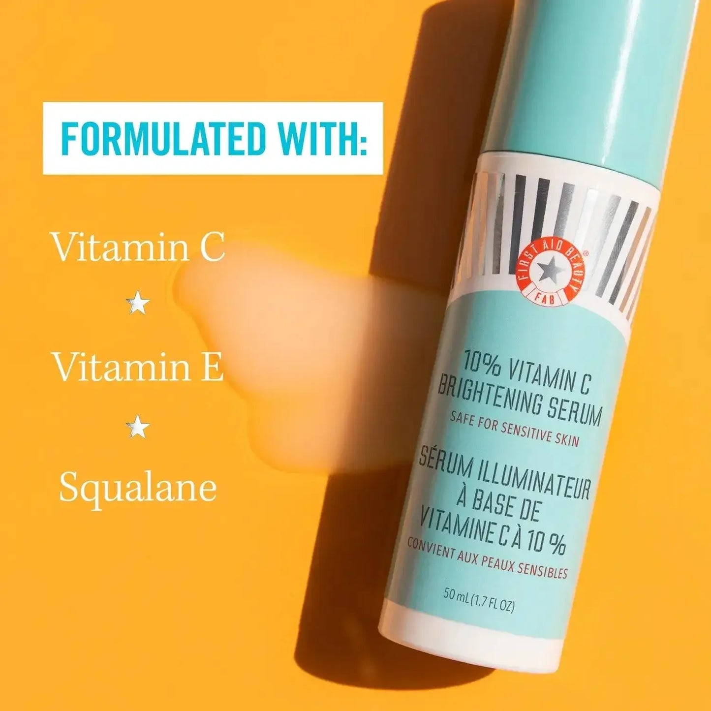 First Aid Beauty 10% Vitamin C Brightening Serum 50ml with Vitamin C, E, and Squalane for sensitive skin