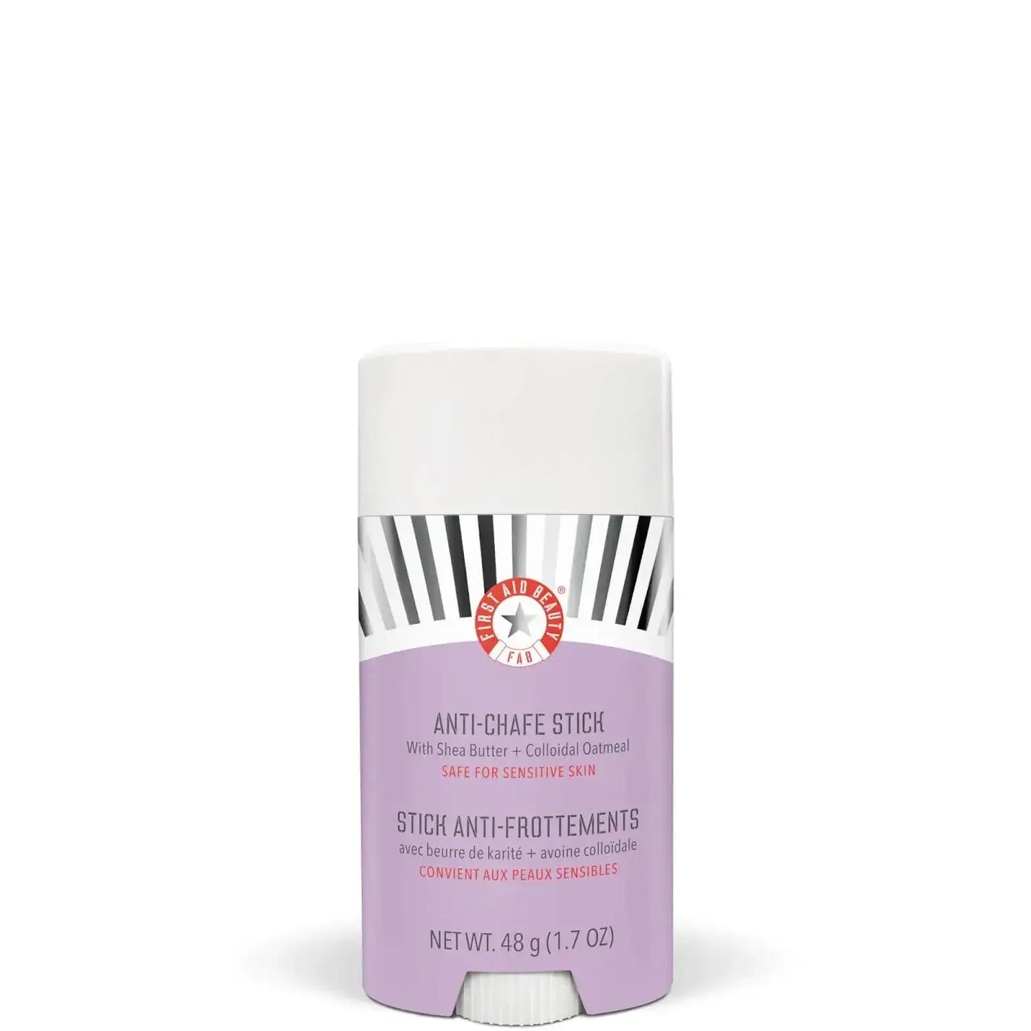 First Aid Beauty Anti-Chafe Stick 30ml with shea butter and colloidal oatmeal for sensitive skin protection.