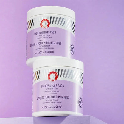 First Aid Beauty BHA and AHA Ingrown Hair Pads, 60 pads for smooth skin and reduced ingrown hairs.