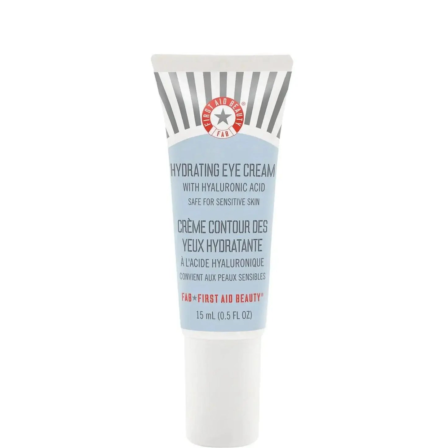 First Aid Beauty Hydrating Eye Cream 15ml tube with hyaluronic acid for dry, sensitive skin, reducing puffiness and dark circles.