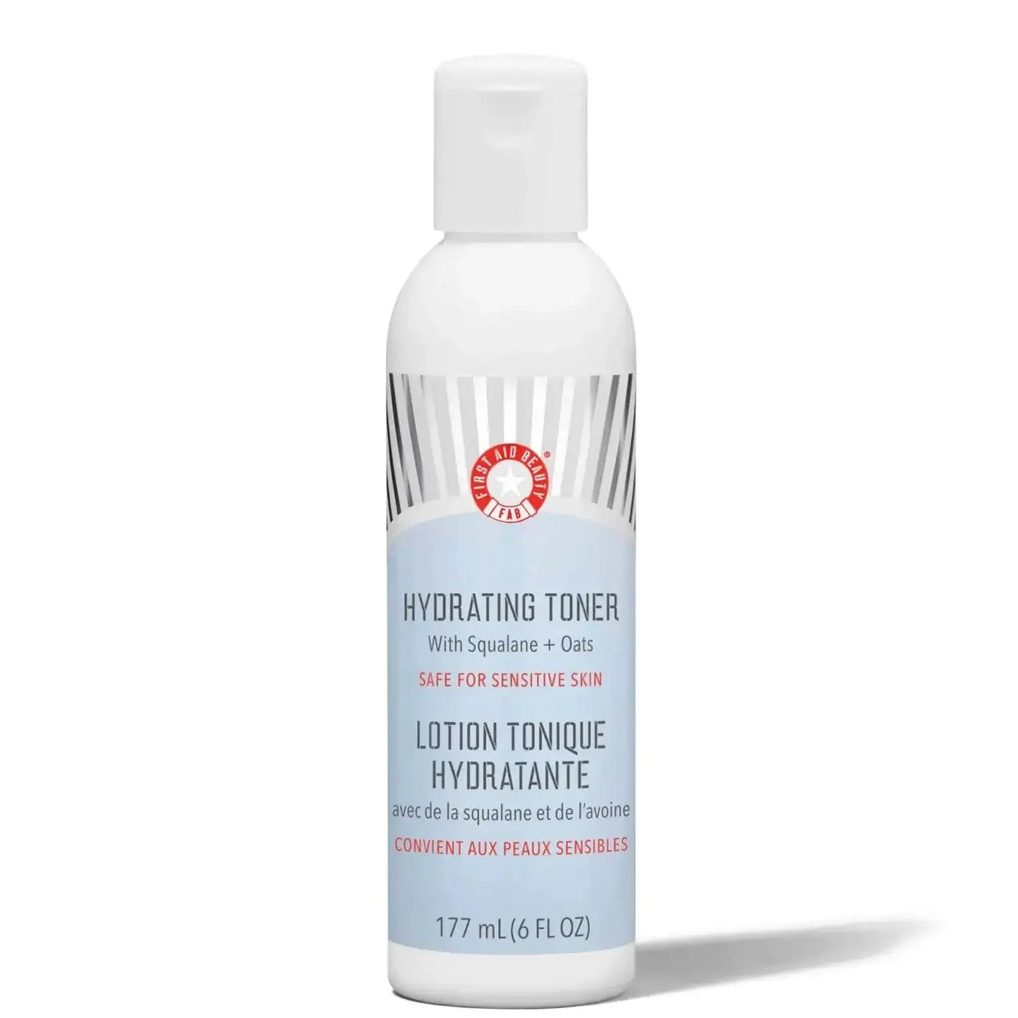 First Aid Beauty Hydrating Toner 177ml with Squalane and Oats, designed for sensitive skin.