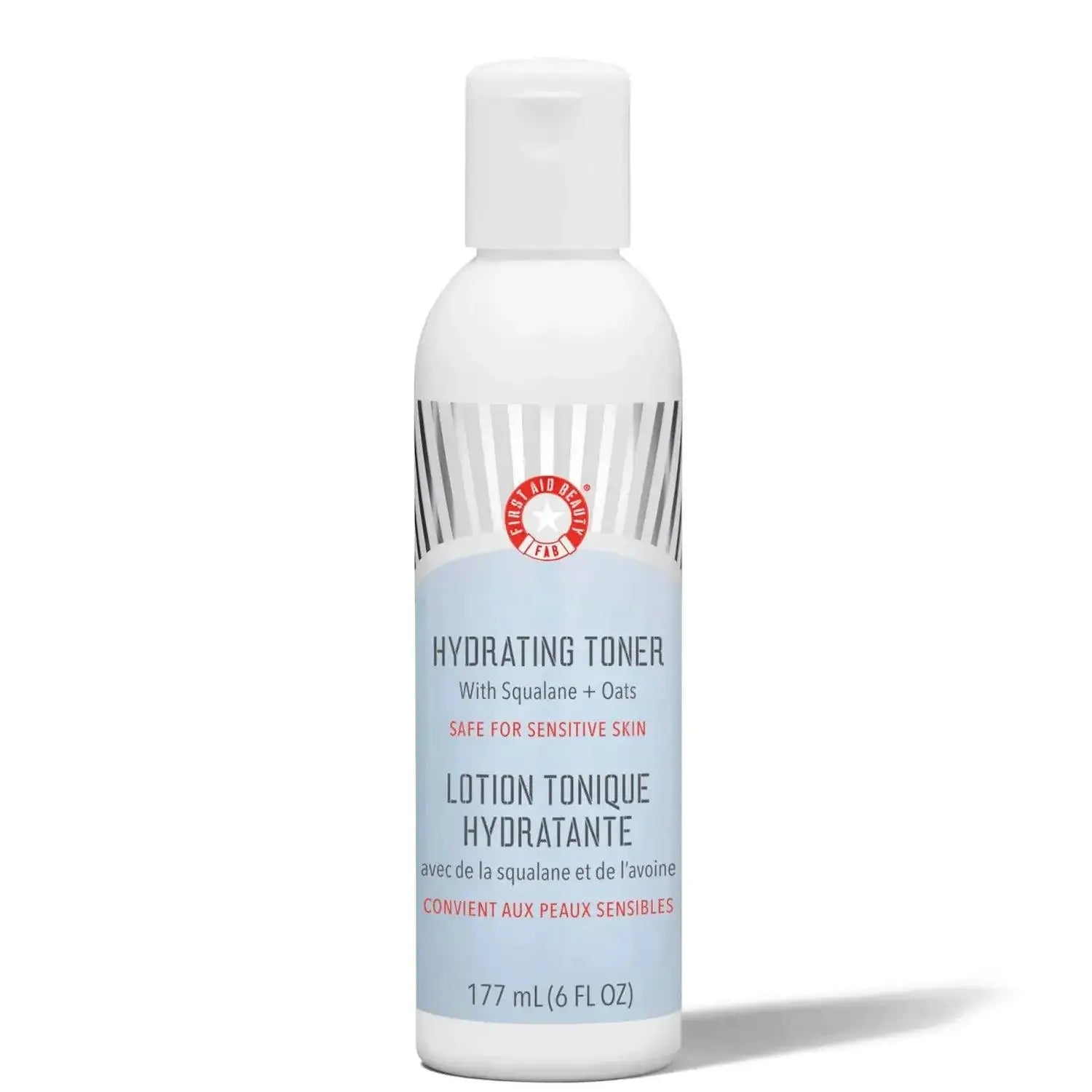 First Aid Beauty Hydrating Toner 177ml with Squalane and Oats, designed for sensitive skin.