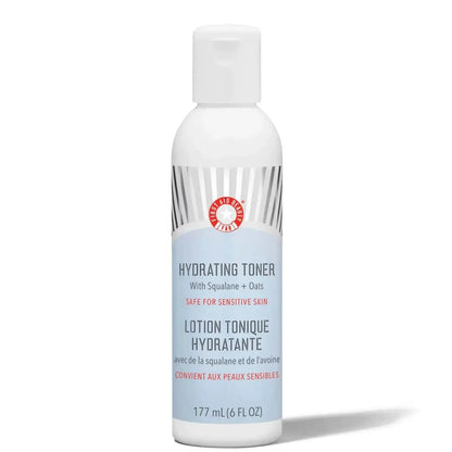 First Aid Beauty Hydrating Toner 177ml with Squalane and Oats, designed for sensitive skin.