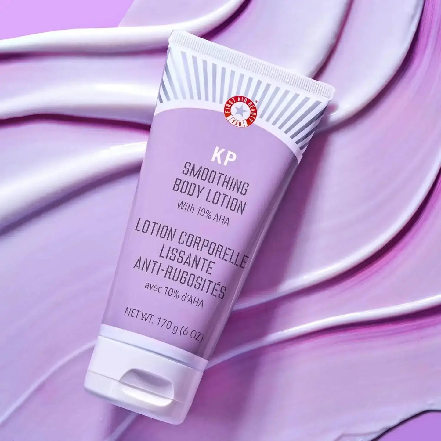 First Aid Beauty KP Smoothing Body Lotion 10% AHA 170g for smooth, hydrated skin with lactic acid benefits.