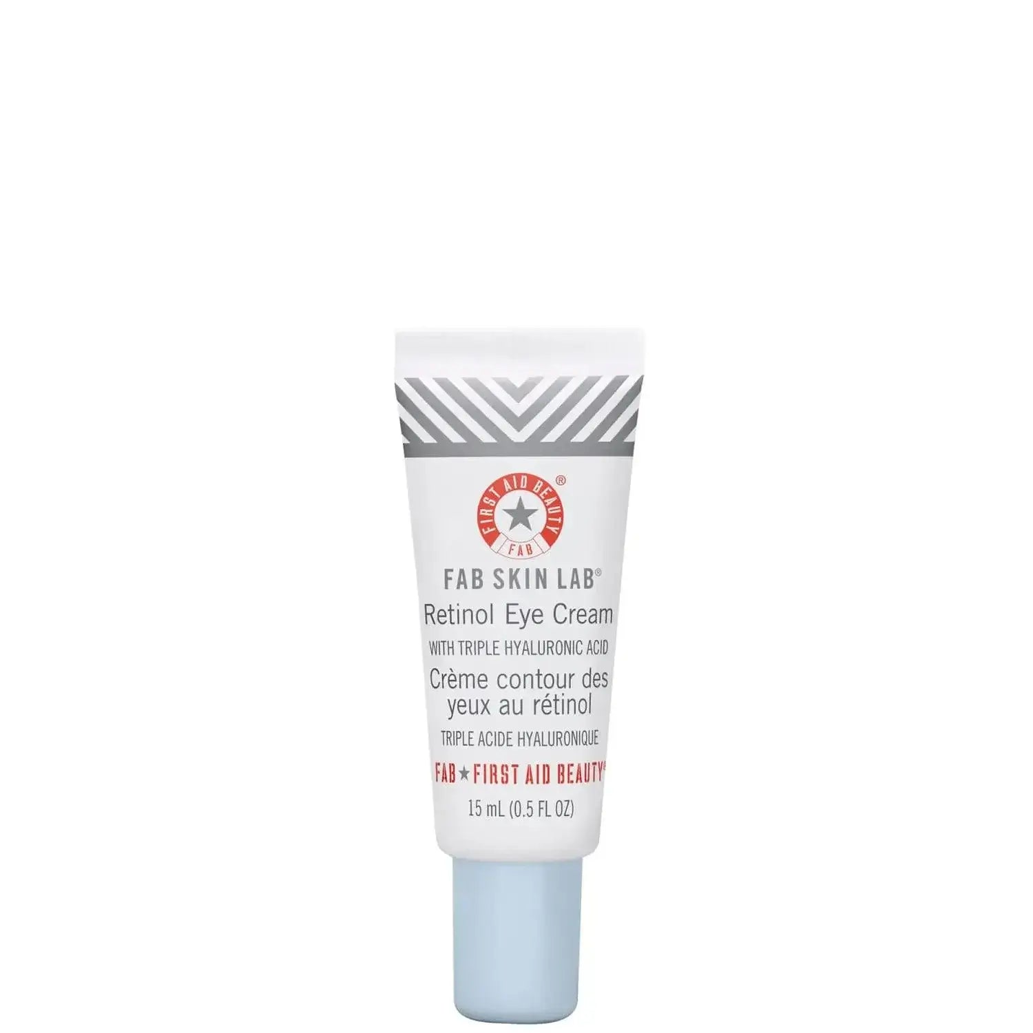 First Aid Beauty Skin Lab Retinol Eye Cream with Triple Hyaluronic Acid, 15ml tube for youthful-looking eyes.