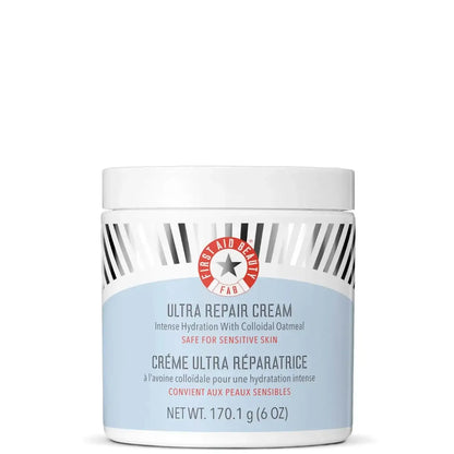 First Aid Beauty Ultra Repair Cream 170g tub for sensitive skin, offering intense hydration and soothing relief.