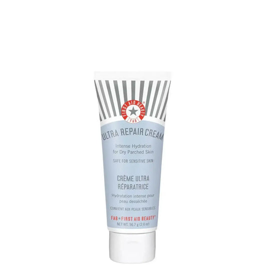 First Aid Beauty Ultra Repair Cream tube for intense hydration, suitable for sensitive skin and eczema-prone types.