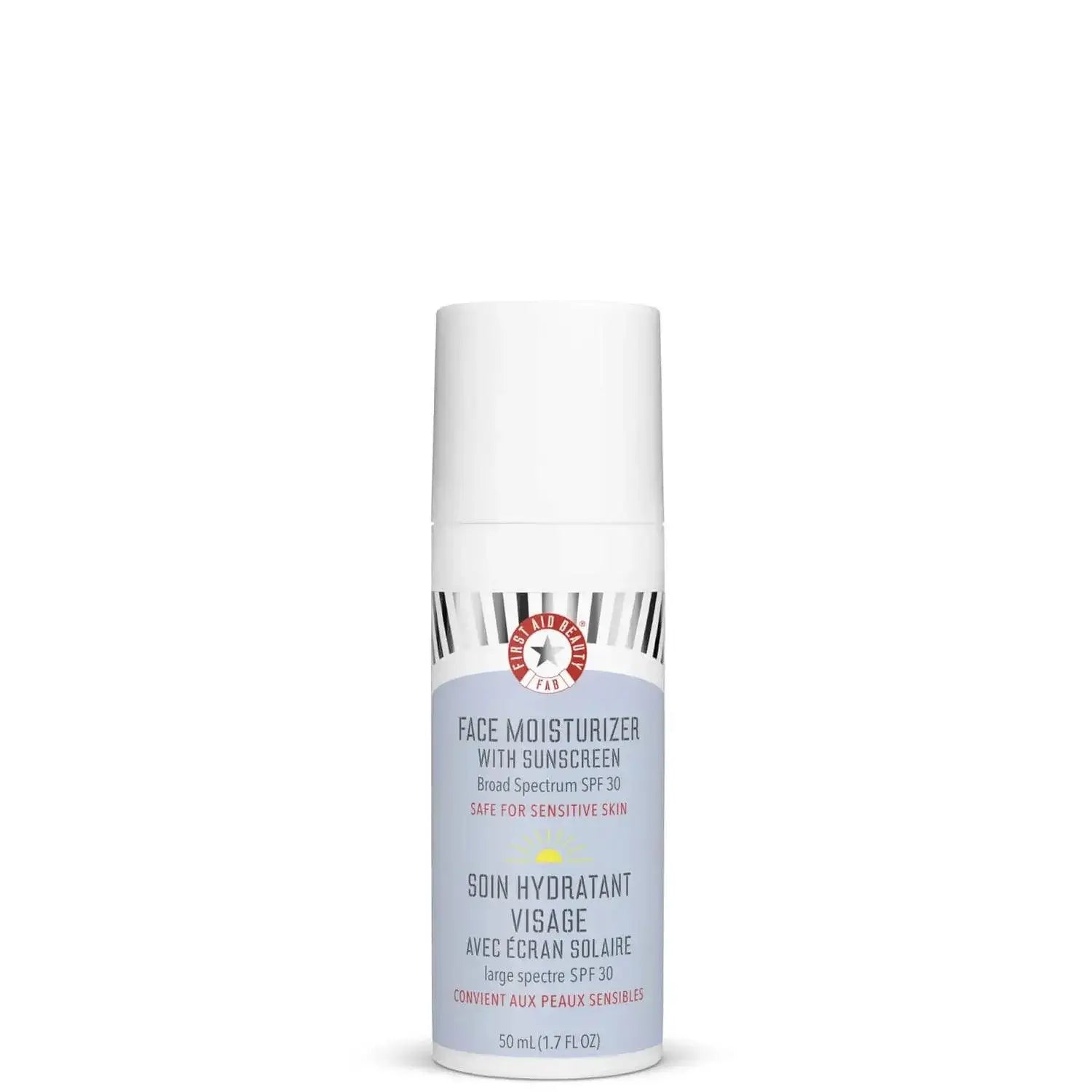 First Aid Beauty Ultra Repair Face Moisturizer SPF 30 50ml, daily cream with UV protection for all skin types.
