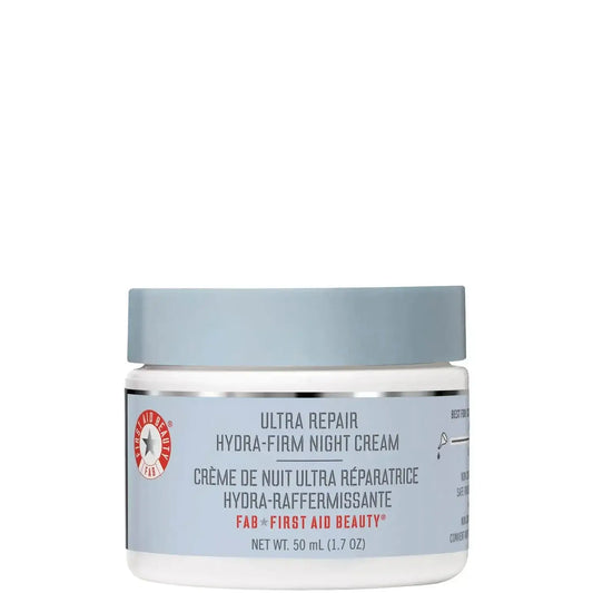 First Aid Beauty Ultra Repair Hydra-Firm Night Cream 48g jar designed for deep hydration and reducing signs of aging.