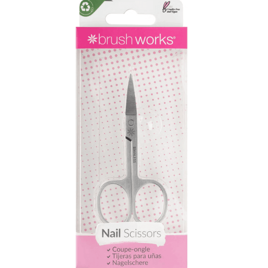 Brushworks Nail Scissors in packaging, perfect for precise nail trimming and travel-friendly grooming.